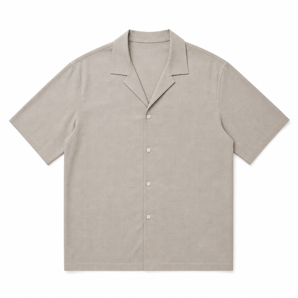 The Cassis Cuban Collar Shirt - flat lay