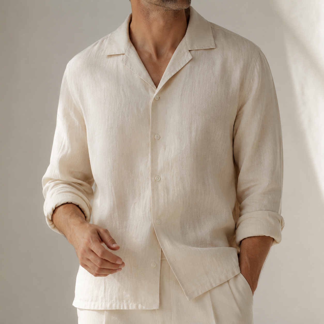 The Laurent Linen Long-Sleeve Shirt - lifestyle