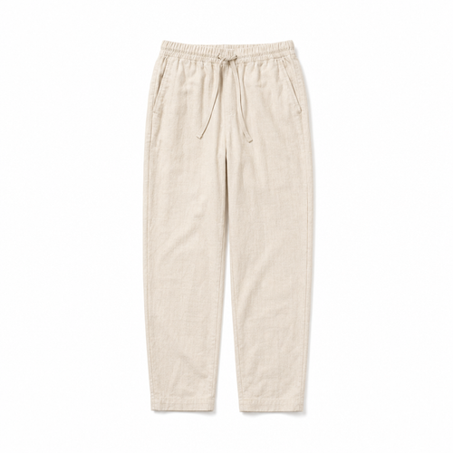 The Laurent Linen Trousers - white background flat lay